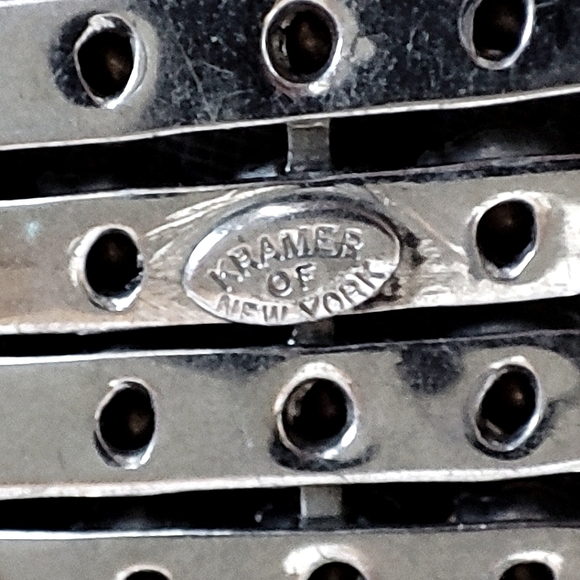 Vintage Signed Kramer of New York Seven Row Prong Set Clear Rhinestone Bracelet - Picture 10 of 16